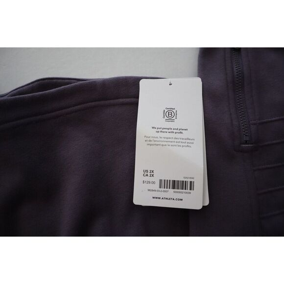 Athleta S252-0042 Women's Sz 2XL Purple Asymmetrical Full Zip Moto Jacket - Picture 10 of 12